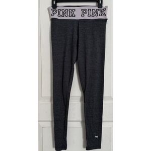 Victoria's Secret PINK Yoga Womens Gray Pink Spellout Logo Ankle Leggings Size S